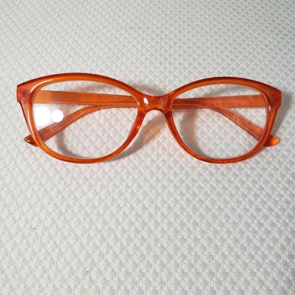 New Betsey Johnson +1.50 Cat Eye Reading Glasses Orange Frame Pinup Retro